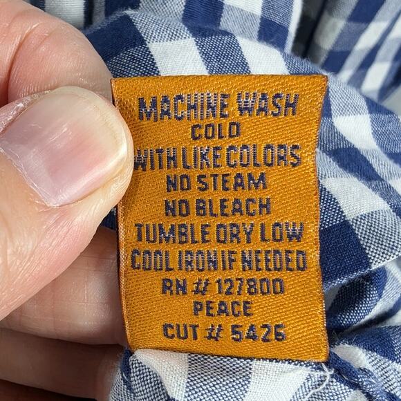 Olde School Shirt Mens Extra Large Blue White Gingham Check Button Down Preppy - Picture 5 of 8